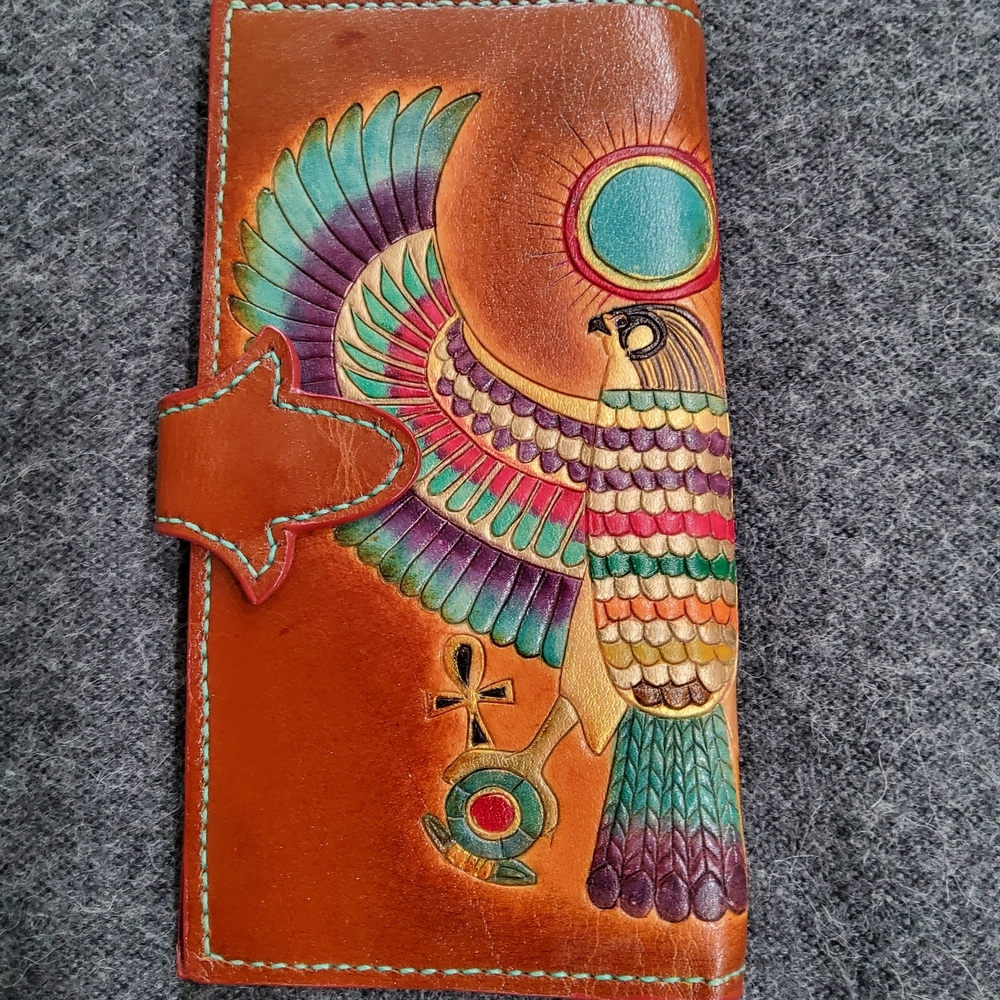 Zeinab Saab Colorful Leather Wallet with Egyptian Design